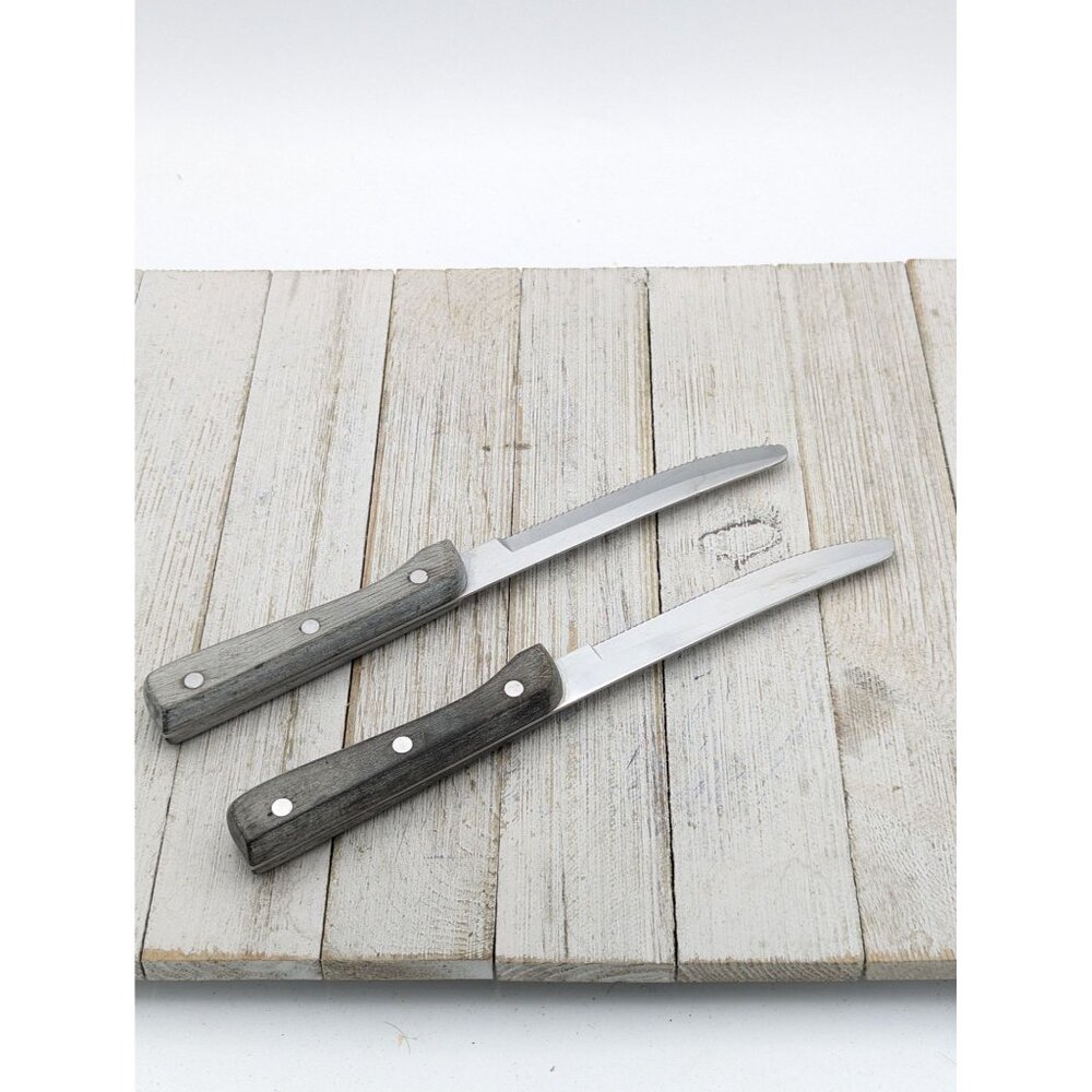 Vintage Set 2 Walco Steak Knives Stainless Steel 4-7/8" Blade 9-1/8 Length Serra - Picture 4 of 11
